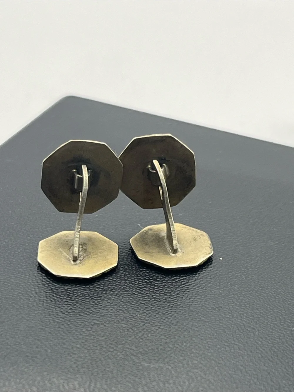 C.L.P. Co Art Deco two tone gold & silver tone engraved design cufflinks vintage